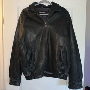 Vintage Black 100% Leather Bomber Jacket